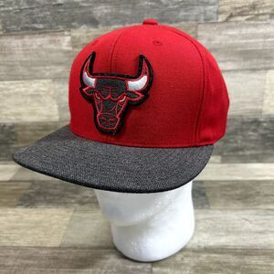 Chicago Bulls SnapBack Hat Red Gray Mitchell & Ness NBA Basketball Cap